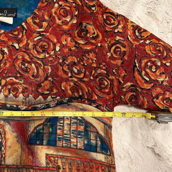 Carol Little Vintage Rayon Popover Top Abstract Floral L - Picture 6 of 6